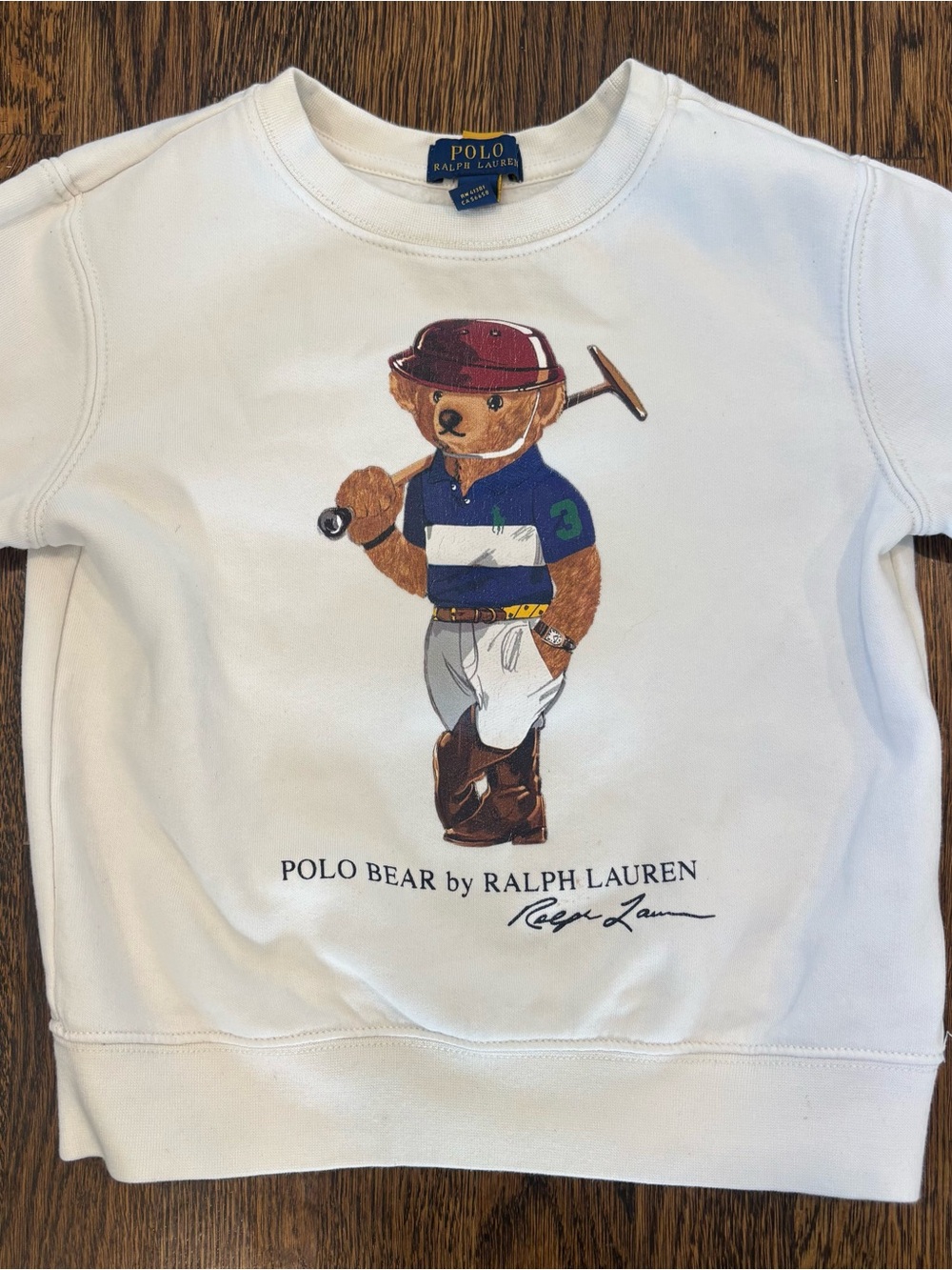 Polo by Ralph Lauren Kids Cream White Polo Bear Sweatshirt Sz 4